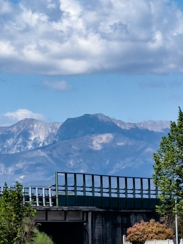 bridge against the background of mountains