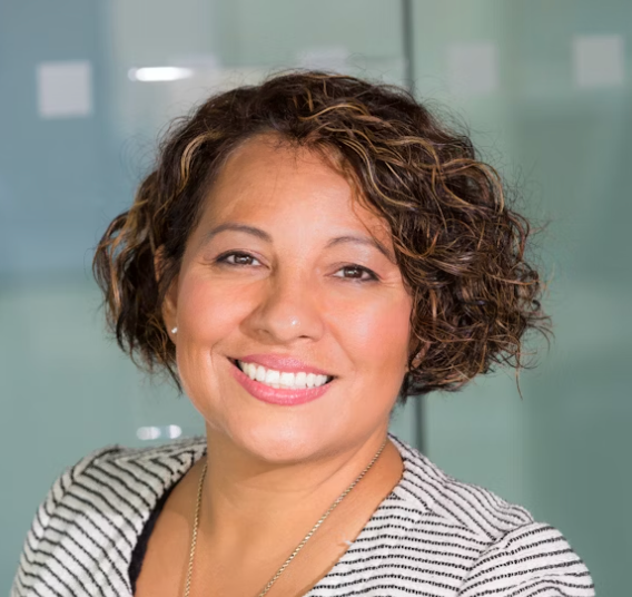 woman in a striped sweater